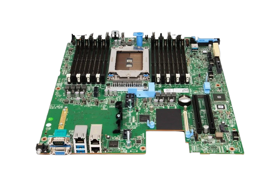Dell PowerEdge R640 system board CRT1G showing two LGA3647 sockets and 24 DIMM slots