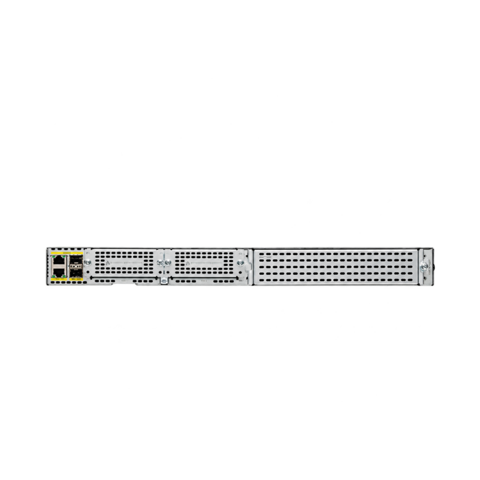 Cisco ISR 4331 1U branch router with PVDM4-32 voice DSP module, angled front view, view 3