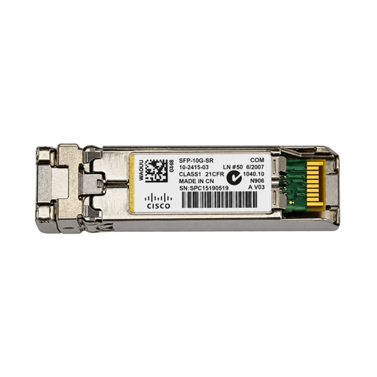 Cisco SFP-10G-SR 10-2415-03 V03 10GBASE-SR SFP+ optical transceiver module with duplex LC connector