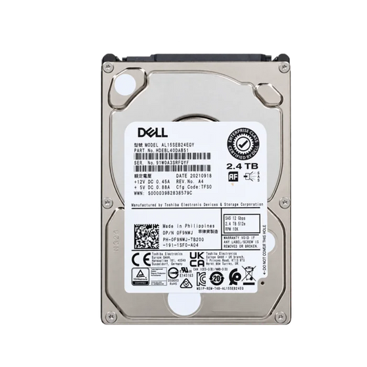 Dell 2.4TB 10K 12Gb/s SAS 2.5 inch hard drive 0F9NWJ Toshiba AL15SEB24EQY