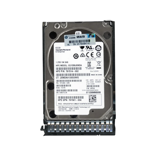 HPE 1.2TB 10K 12Gb/s SAS 2.5 inch enterprise hard drive 781514-002