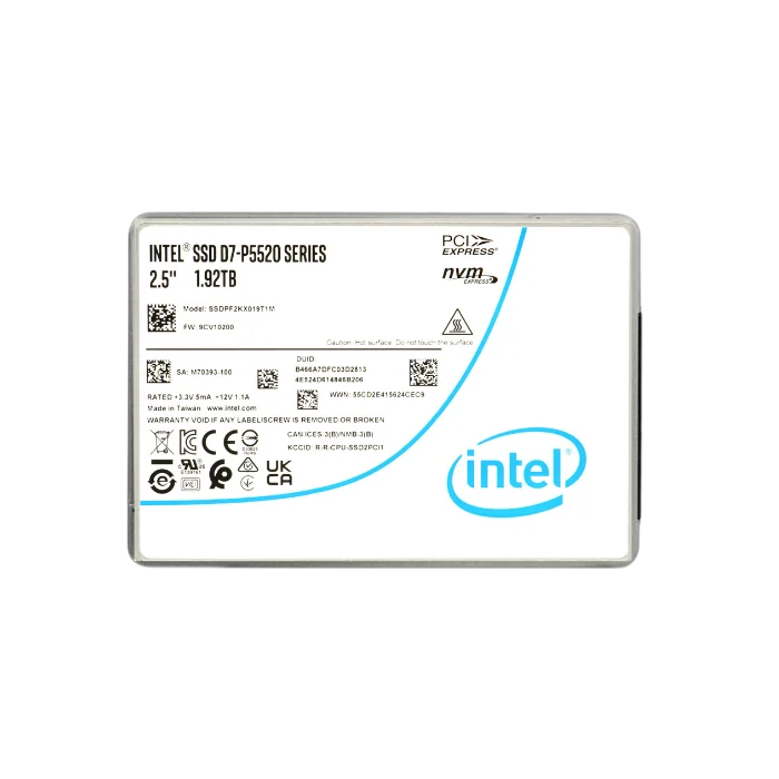 Intel D7-P5520 1.92TB U.2 NVMe PCIe 4.0 enterprise SSD SSDPF2KX019T1M
