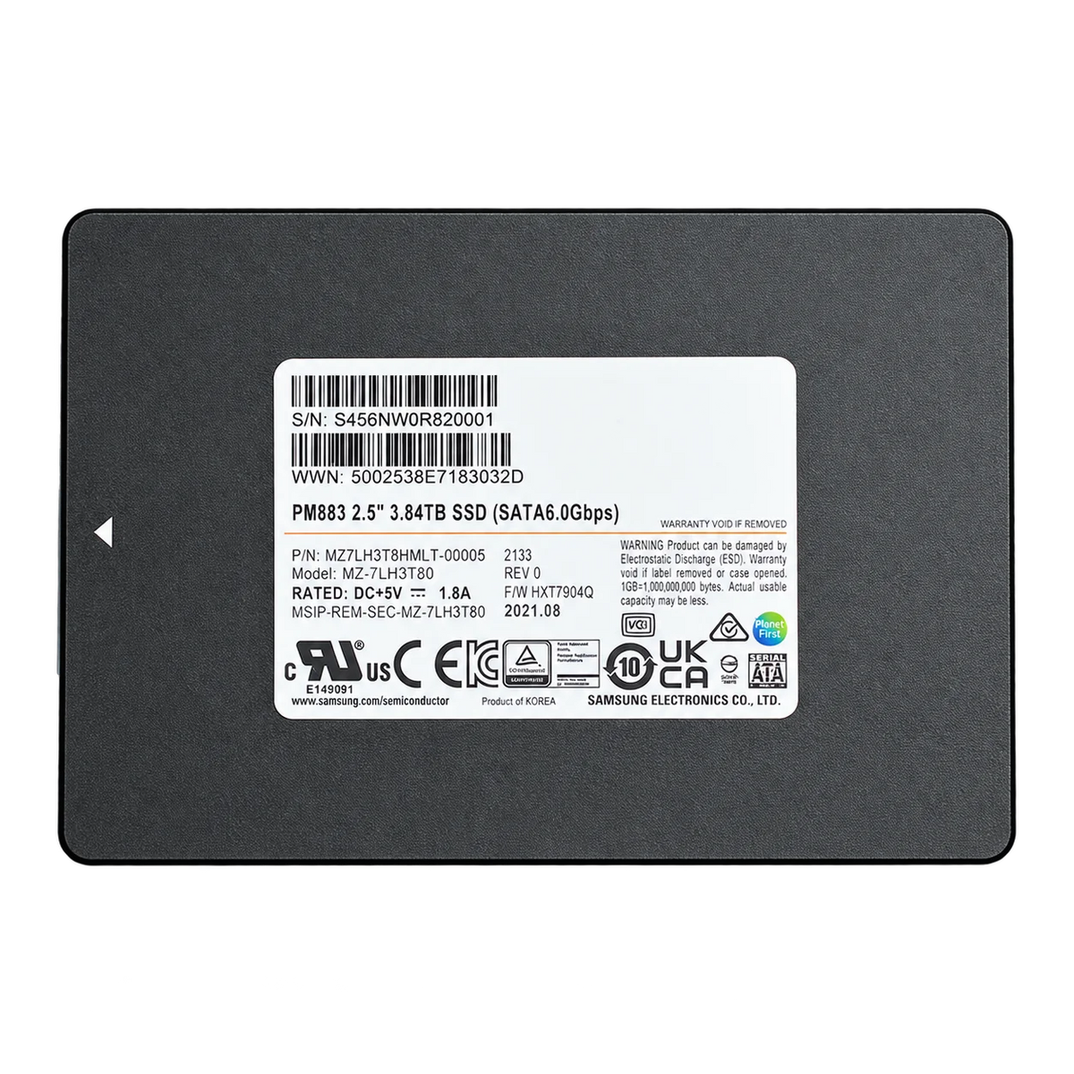 Samsung PM883 3.84TB SATA 2.5 inch enterprise SSD MZ-7LH3T80