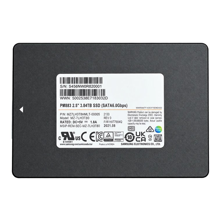 Samsung PM883 3.84TB SATA 2.5 inch enterprise SSD MZ-7LH3T80